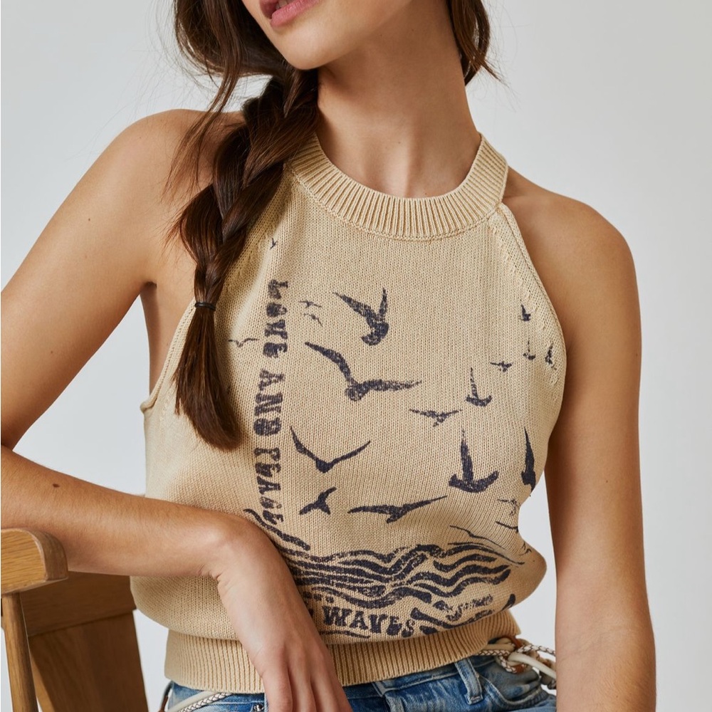 Anthropologie Pilcro Sleeveless Beige Knit Tank Top